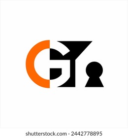 Abstract CGY letter logo design with keyhole. Can be used for real estate and technology logos.