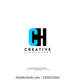 abstract CH logo letters design concept in shadow shape