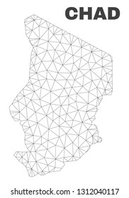 Abstract Chad map isolated on a white background. Triangular mesh model in black color of Chad map. Polygonal geographic scheme designed for political illustrations.