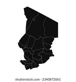 Resumen Chad Silhouette Mapa detallado, puede ser utilizado para diseños de negocios, presentaciones o cualquier diseño adecuado.