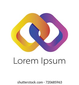 Abstract chain links colorful vector logo template. Connecting concept