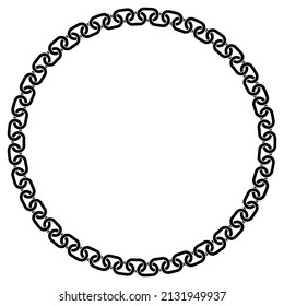 Abstract chain round frame. Black circle frames with chains patterns isolated on white background. Chainlet design element. Border template.