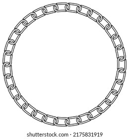 Abstract chain round frame. Black circle frames with necklace patterns isolated on white background. Border template.