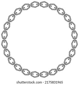 Abstract chain round frame. Black circle frames with necklace patterns isolated on white background. Border template.