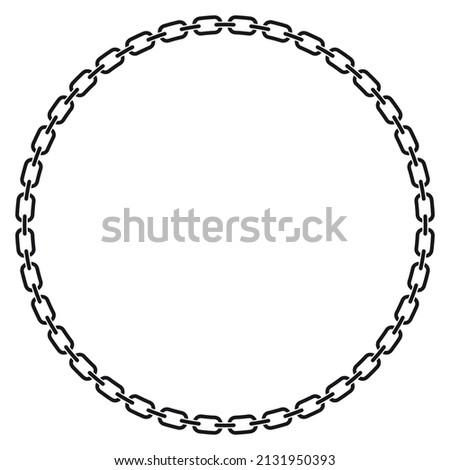 Abstract chain round frame. Black circle frames with chains patterns isolated on white background. Chainlet design element. Border template.