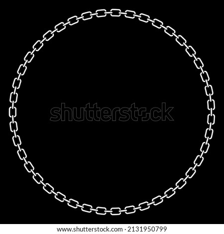 Abstract chain round frame. Black circle frames with chains patterns isolated on black background. Chainlet design element. Border template.