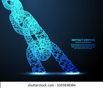 Abstract chain, vector illustration. Network connections with points and lines. Abstract technology background.
