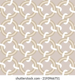 Abstract Chained Circles Geometric Connected Shapes Retro Complex Seamless Pattern Trendy Fashion Colors Perfect for Allover Fabric Print or Wrapping Paper Ecru Stone Tones