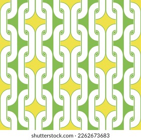 Abstract Chains Complex Geometric Vector Pattern Trendy Fashion Colors Art Deco Style Chic Design Endless Perfect for Allover Fabric Print or Wall Paper Lime Green Yellow Tones