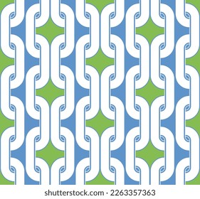 Abstract Chains Complex Geometric Vector Pattern Trendy Fashion Colors Art Deco Style Chic Design Endless Perfect for Allover Fabric Print or Wall Paper Blue Green Tones