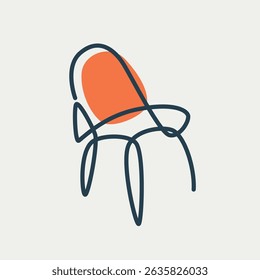 Abstract Chair one line drawing. Abstract Chair single line illustration. Abstract Chair minimalist line art. Abstract Chair vector art