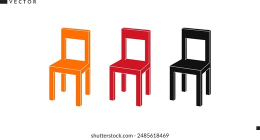 Abstract chair silhouette. Classical furniture vector. Isolated chairs on white background