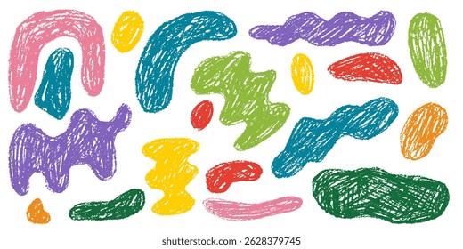 Abstract chalk crayon blob shape organic vector elements in pastel beige pink colors. Wavy liquid irregular forms in simple minimalistic style.