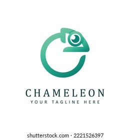 Abstract chameleon logo for template design in line art style. Vector illustration icon