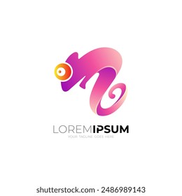 Abstract Chameleon logos, 3d colorful logos, lizard design
