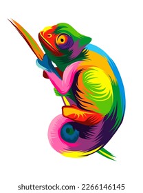 Abstract chameleon from multicolored paints. Colored drawing. Vector illustration of paints