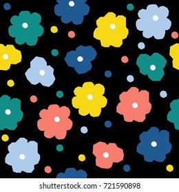 Abstract chamomile seamless pattern background. Childish handmade wallpaper cover for design card, wallpaper, album, scrapbook, holiday wrapping paper, textile fabric, bag print, t shirt etc.