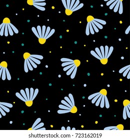 Abstract chamomile seamless pattern background. Childish handmade wallpaper cover for design card, wallpaper, album, scrapbook, holiday wrapping paper, textile fabric, bag print, t shirt etc.
