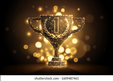 Abstract champion cup with gold light
