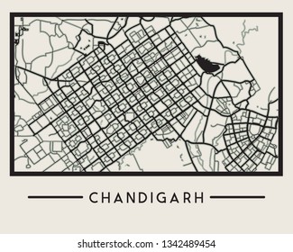 Abstract Chandigarh City Map - Illustration as EPS 10 File