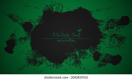 Abstract Chaos Black Ink Drop In Green Background