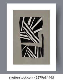 Abstract chaos experimental lines wall art print. Printable minimal abstract chaos poster. Wall artwork for interior design. Contemporary decorative background with lines.