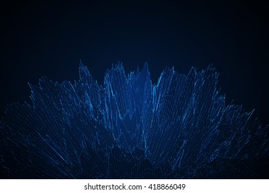 Abstract chaos grid, cyberspace. Line explosion. Vector illustration.