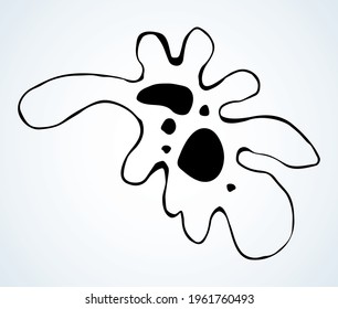 Abstract chaos shape tiny protist element. Line black hand drawn water nature life medicine school study icon sign symbol pictogram diagram sketch. Art doodle cartoon style design. Closeup macro view