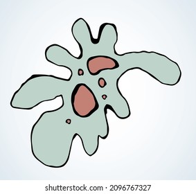Abstract chaos shape tiny protist element. Line black hand drawn water nature life medicine school study icon sign symbol pictogram diagram sketch. Art doodle cartoon style design. Closeup macro view