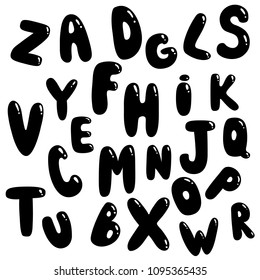 Abstract chaos stylish alphabet in doodle bubble style. Creative Kids font. Great for education, home decor. It Be used for t-shirt quotes,poster,cards and kids fashion prints.