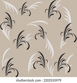 Resumen de las hojas negras y grises caóticas sobre el beige. Decoración colorida elegante y romántica sin costuras para decoración, papel pintado, tela, estampados, etc. Textura de moda abstracta. Ilustración del vector