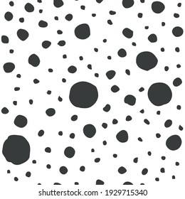 Abstract Chaotic Black Spots, Dots On White Background. Moon Surface. Vector Illustration.