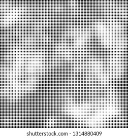 Abstract chaotic black and white halftone