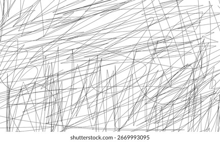 Abstract Chaotic Black and White Lines Forming Artistic Pattern