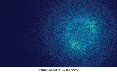 abstract chaotic blue glowing lines background