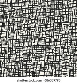 Abstract chaotic grid check textured background. Seamless pattern.