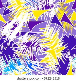 Abstract chaotic with grunge elements. Sports motif for textiles.