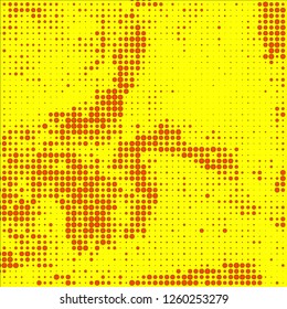 Abstract chaotic halfton. Texture of dots for printing. Futuristic colored background