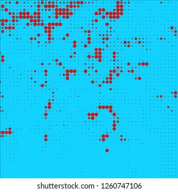 Abstract chaotic halfton. Texture of dots for printing. Futuristic colored background