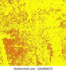 Abstract chaotic halfton. Texture of dots for printing. Futuristic colored background