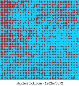 Abstract chaotic halfton. Texture of dots for printing. Futuristic colored background