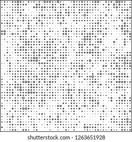 Abstract chaotic halfton. Texture of dots for printing. Futuristic colored background