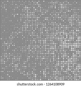 Abstract chaotic halfton. Texture of dots for printing. Futuristic colored background