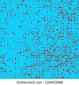 Abstract chaotic halfton. Texture of dots for printing. Futuristic colored background