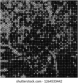Abstract chaotic halfton. Texture of dots for printing. Futuristic colored background