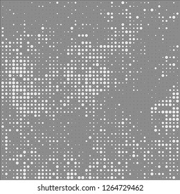Abstract chaotic halfton. Texture of dots for printing. Futuristic colored background