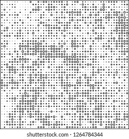 Abstract chaotic halfton. Texture of dots for printing. Futuristic colored background