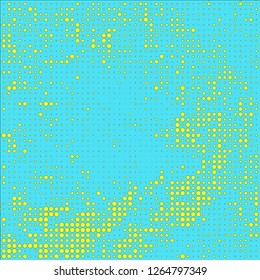 Abstract chaotic halfton. Texture of dots for printing. Futuristic colored background