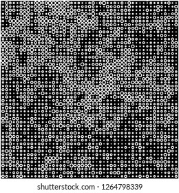 Abstract chaotic halfton. Texture of dots for printing. Futuristic colored background