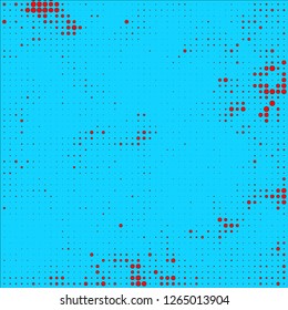 Abstract chaotic halfton. Texture of dots for printing. Futuristic colored background